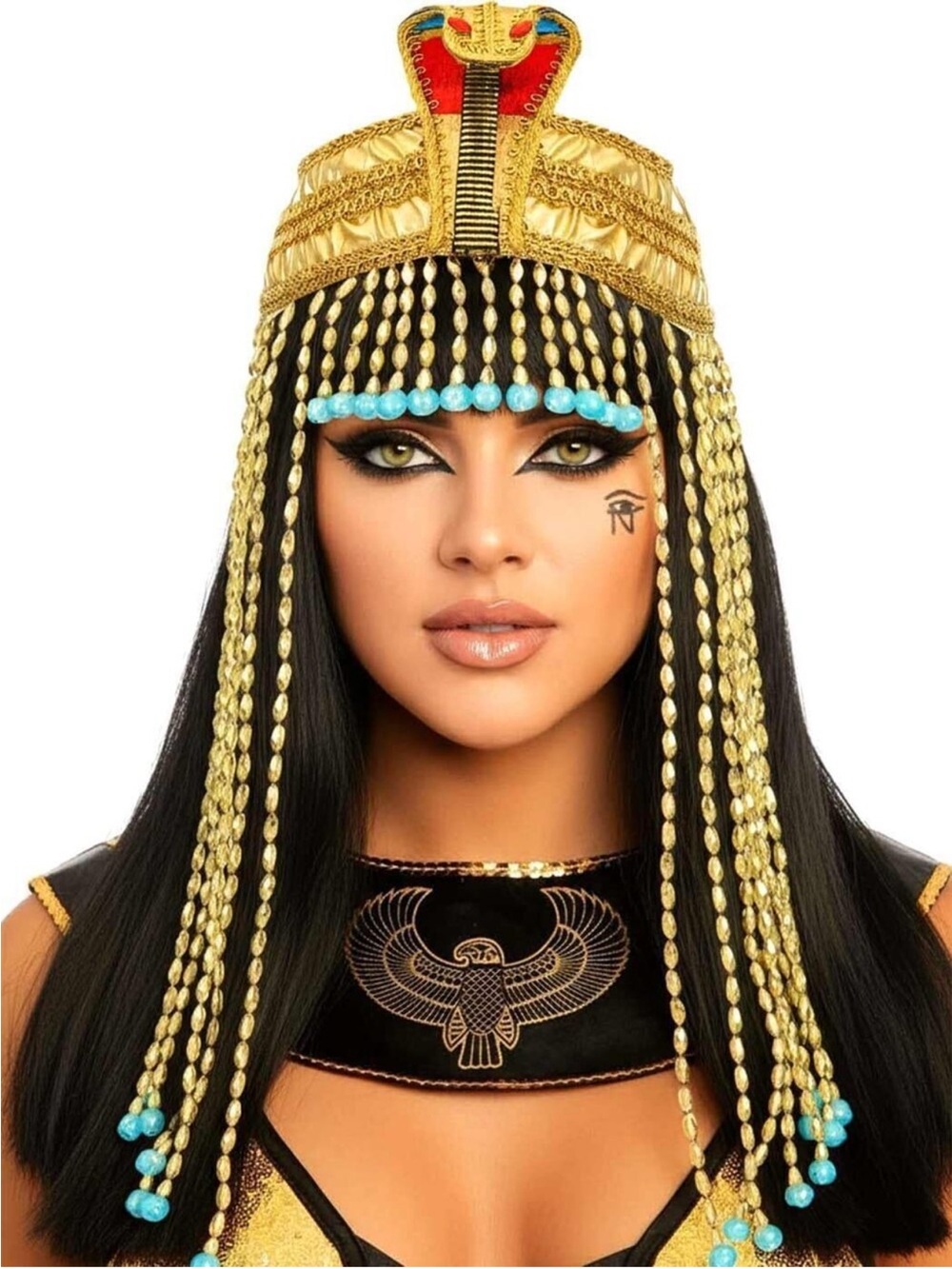 New Egyptian Cleopatra Headpiece Gold Snake Headband Tassel Beaded
